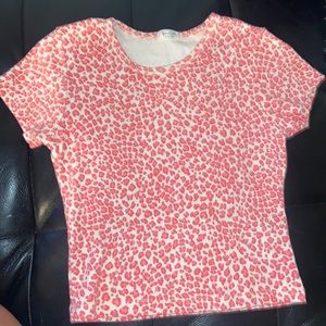 John Galt Pink Cheetah Womens Baby Tee